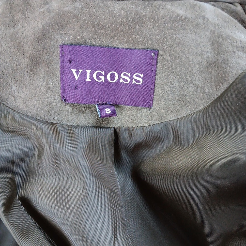 Suede Jacket Womens SMALL Moto Beige Taupe Rock Y2K‎ Leather Khaki Grunge Biker - Picture 6 of 14